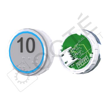 Bouton VENUS XL Braille Col. Inox fond gris JST bleu 10