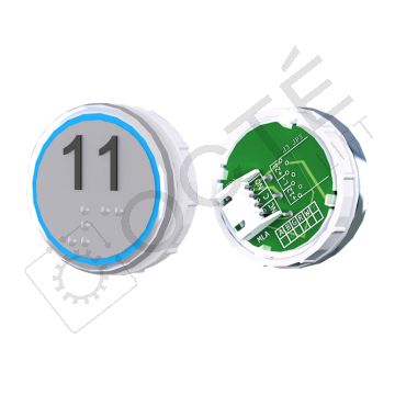 Bouton VENUS XL Braille Col. Inox fond gris JST bleu 11