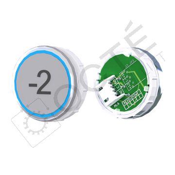 Bouton VENUS XL Braille Col. Inox fond gris JST bleu -2