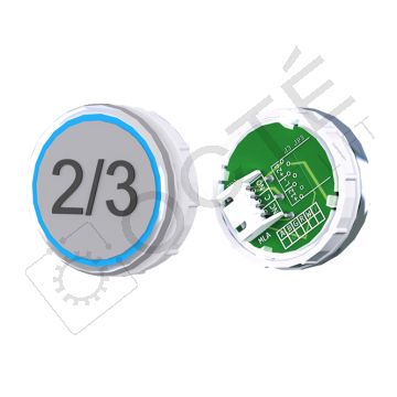 Bouton VENUS XL S. Braille Col. Inox fond gris JST bleu 2/3