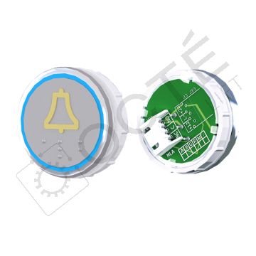 Bouton VENUS XL S. Braille Col. Inox fond gris JST bleu ALARME