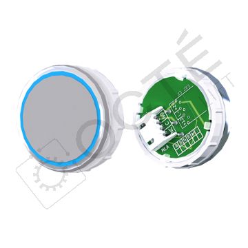 Bouton VENUS XL S. Braille Col. Inox fond gris JST bleu NEUTRE