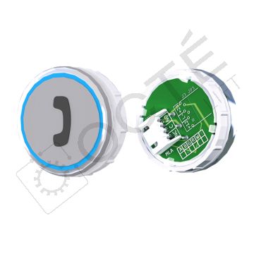 Bouton VENUS XL S. Braille Col. Inox fond gris JST bleu TELEPHONE