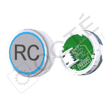 Bouton VENUS XL Braille Col. Inox fond gris JST bleu RC