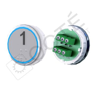 Bouton VENUS XL Braille Col. Inox fond gris Vis (1 ct) bleu 1