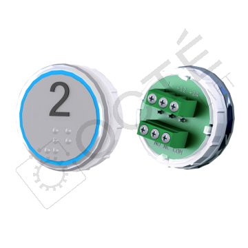 Bouton VENUS XL Braille Col. Inox fond gris Vis (1 ct) bleu 2