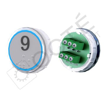 Bouton VENUS XL Braille Col. Inox fond gris Vis (1 ct) bleu 9