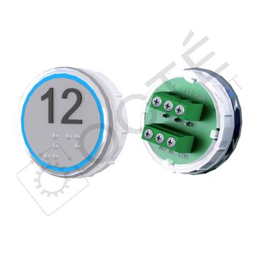 Bouton VENUS XL Braille Col. Inox fond gris Vis (1 ct) bleu 12