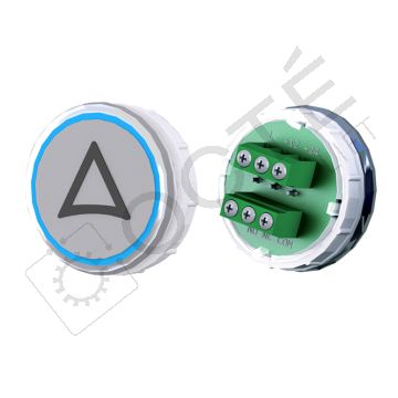 Bouton VENUS XL S. Braille Col. Inox fond gris Vis (1 ct) bleu FLECHE