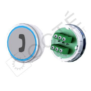 Bouton VENUS XL S. Braille Col. Inox fond gris Vis (1 ct) bleu TELEPHONE