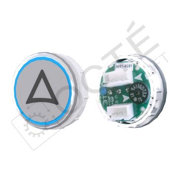 Bouton VENUS XL S. Braille Col. Inox fond gris BUS bleu FLECHE