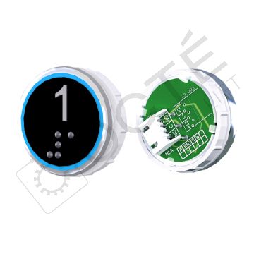 Bouton VENUS XL Braille Col. Inox fond noir JST bleu 1