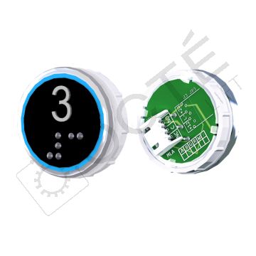 Bouton VENUS XL Braille Col. Inox fond noir JST bleu 3