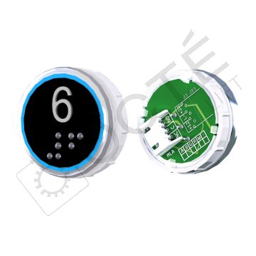 Bouton VENUS XL Braille Col. Inox fond noir JST bleu 6