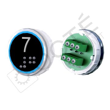 Bouton VENUS XL Braille Col. Inox fond noir JST bleu 7