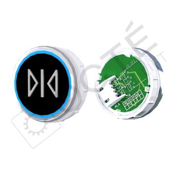 Bouton VENUS XL S. Braille Col. Inox fond noir JST bleu FERMETURE