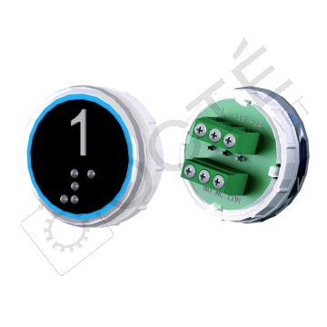 Bouton VENUS XL Braille Col. Inox fond noir Vis (1 ct) bleu 1