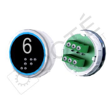 Bouton VENUS XL Braille Col. Inox fond noir Vis (1 ct) bleu 6