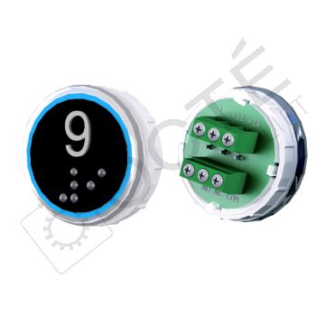 Bouton VENUS XL Braille Col. Inox fond noir Vis (1 ct) bleu 9