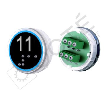 Bouton VENUS XL Braille Col. Inox fond noir Vis (1 ct) bleu 11