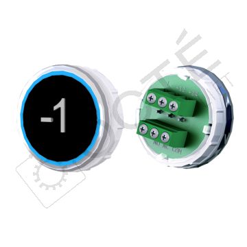 Bouton VENUS XL Braille Col. Inox fond noir Vis (1 ct) bleu -1