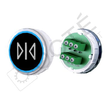 Bouton VENUS XL S. Braille Col. Inox fond noir Vis (1 ct) bleu FERMETURE