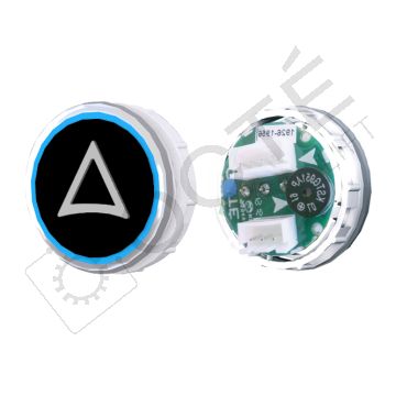 Bouton VENUS XL S. Braille Col. Inox fond noir BUS bleu FLECHE