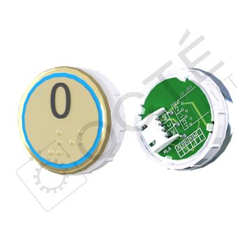 Bouton VENUS XL Braille Col. et fond ton or JST bleu 0