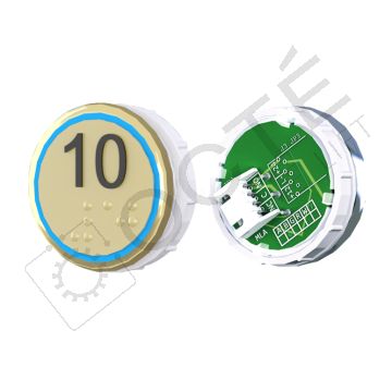 Bouton VENUS XL Braille Col. et fond ton or JST bleu 10