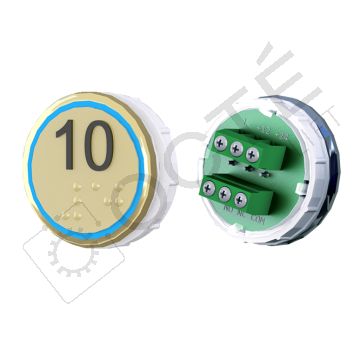 Bouton VENUS XL Braille Col. et fond ton or Vis (1 ct) bleu 10