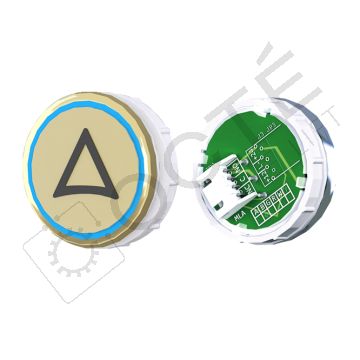 Bouton VENUS XL S. Braille Col. et fond ton or BUS bleu FLECHE