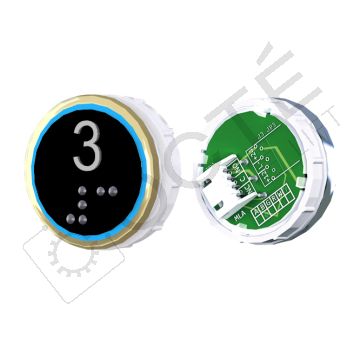 Bouton VENUS XL Braille Col. ton or fond noir JST bleu 3