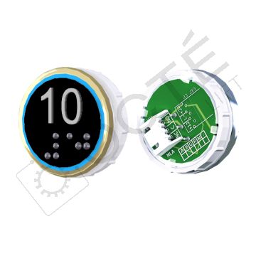 Bouton VENUS XL Braille Col. ton or fond noir JST bleu 10