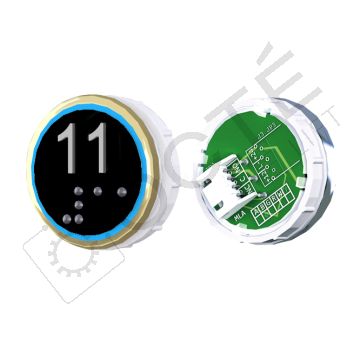 Bouton VENUS XL Braille Col. ton or fond noir JST bleu 11