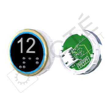 Bouton VENUS XL Braille Col. ton or fond noir JST bleu 12