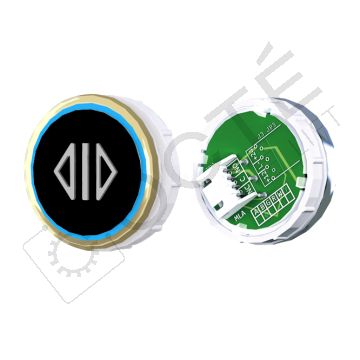 Bouton VENUS XL S. Braille Col. ton or fond noir JST bleu OUVERTURE