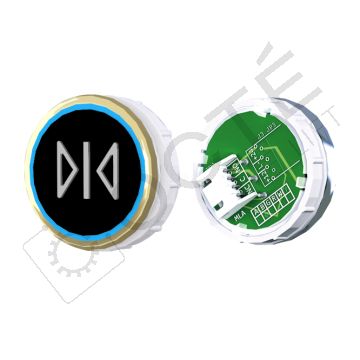 Bouton VENUS XL S. Braille Col. ton or fond noir JST bleu FERMETURE