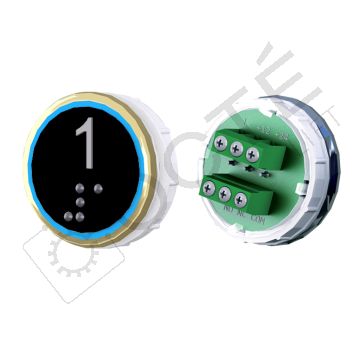 Bouton VENUS XL Braille Col. ton or fond noir Vis (1 ct) bleu 1