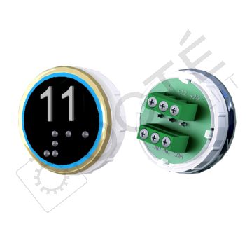 Bouton VENUS XL Braille Col. ton or fond noir Vis (1 ct) bleu 11