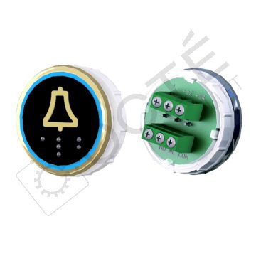 Bouton VENUS XL S. Braille Col. ton or fond noir Vis (1 ct) bleu ALARME