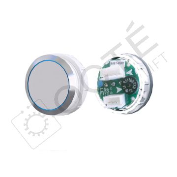 Bouton ACHILLE S. Braille Col. Inox fond gris BUS bleu NEUTRE