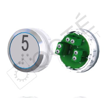 Bouton ACHILLE Braille Col. Inox fond gris Vis (1 ct) bleu 5