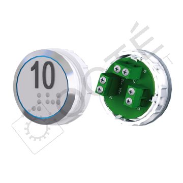 Bouton ACHILLE Braille Col. Inox fond gris Vis (1 ct) bleu 10