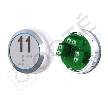 Bouton ACHILLE Braille Col. Inox fond gris Vis (1 ct) bleu 11