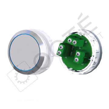 Bouton ACHILLE S. Braille Col. Inox fond gris Vis (1 ct) bleu NEUTRE