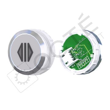 Bouton ACHILLE S. Braille Col. Inox fond gris JST blanc OUVERTURE