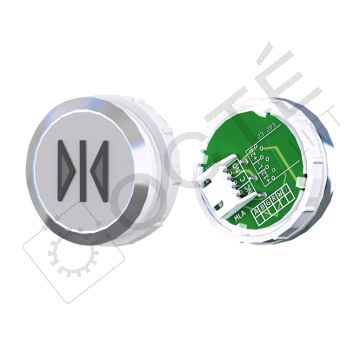 Bouton ACHILLE S. Braille Col. Inox fond gris JST blanc FERMETURE