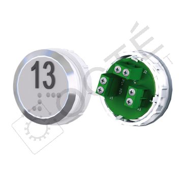 Bouton ACHILLE Braille Col. Inox fond gris Vis (1 ct) blanc 13