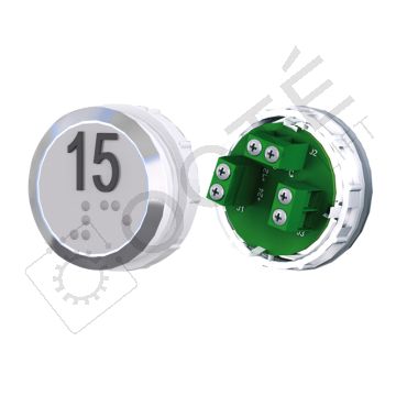 Bouton ACHILLE Braille Col. Inox fond gris Vis (1 ct) blanc 15