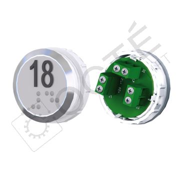 Bouton ACHILLE Braille Col. Inox fond gris Vis (1 ct) blanc 18